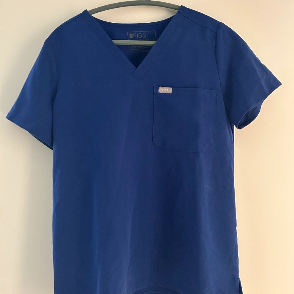 FIGS Electric Blue Catarina - One-Pocket Scrub Top Size S